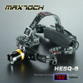 Maxtoch HE5Q-8 casco LED luz Zoom largo tiempo de ejecución de linterna